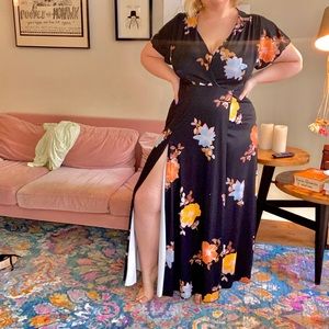 French Connection Butterfly sleeve maxi wrap dress